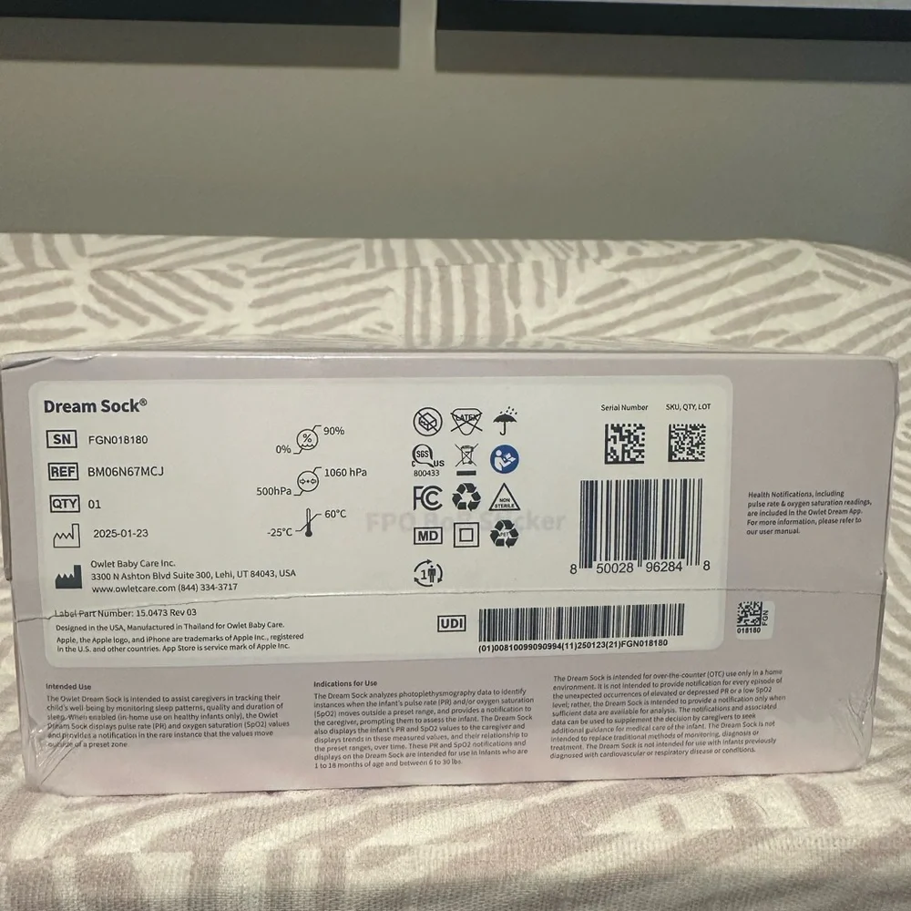 Owlet - Dream Sock Smart Wearable Baby Monitor - Bedtime Blue